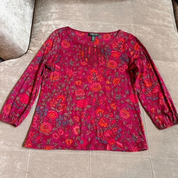 Red Floral Women's Top - Picture 1 of 5